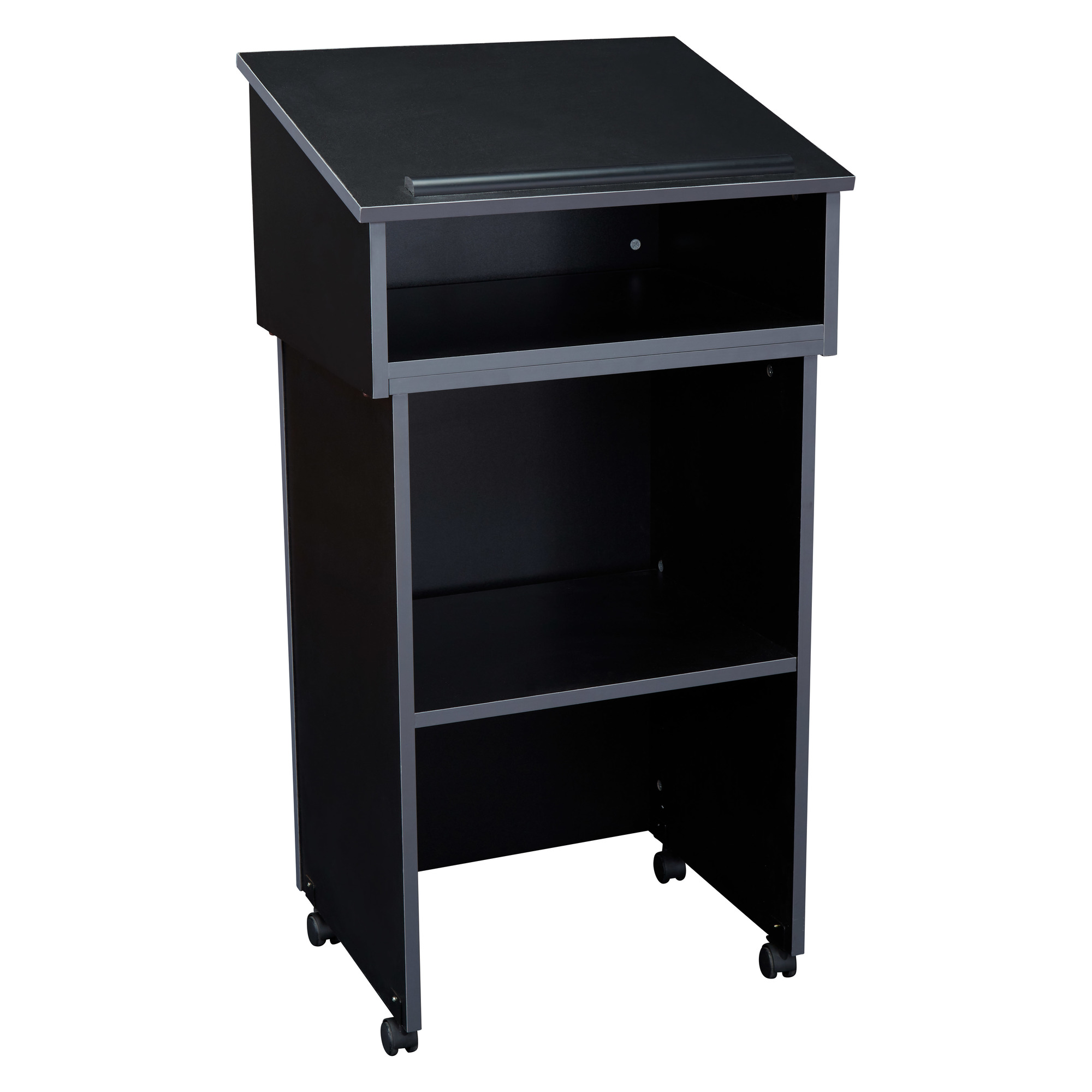 National Public Seating, Lectern Base Table Combo, Width 23.75 in, Height 47.5 in, Depth 19.875 in, Model# 22/112-BK